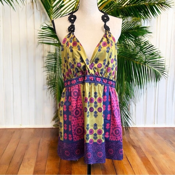 Hale Bob Boho Silk Blend Halter Top – Size L - Picture 3 of 11
